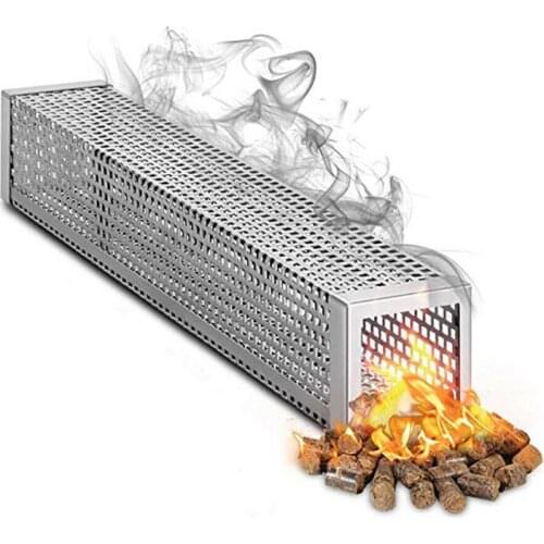 12 Inch Smoker Tube BBQ Grill Stainless Steel Hot Cold Smoking Mesh Tube Grill Smoker Filter Tool Perforated Mesh Smoker Tube