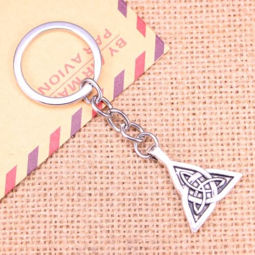 20pcs New Fashion Keychain 28x24mm amulet knot Pendants DIY Men Jewelry Car Key Chain Ring Holder Souvenir For Gift
