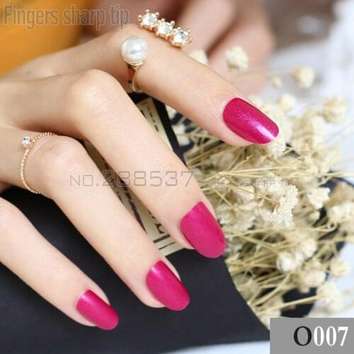 24pcs new product sales long rose red oval head fake nail fit comfortable DIY nail candy color R26 007