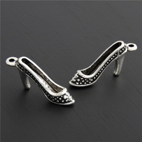 30pcs Tibetan Silver Color High Heeled Shoes Charms Pendants Jewelry Craft Diy Handmade A2853