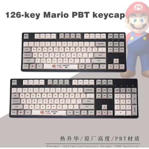 126-key Mario Keycap PBT Sublimation Process Cherry Profile Highly Mechanical Keyboard Keycap Cross Axis Cherry MX Switch 87/104