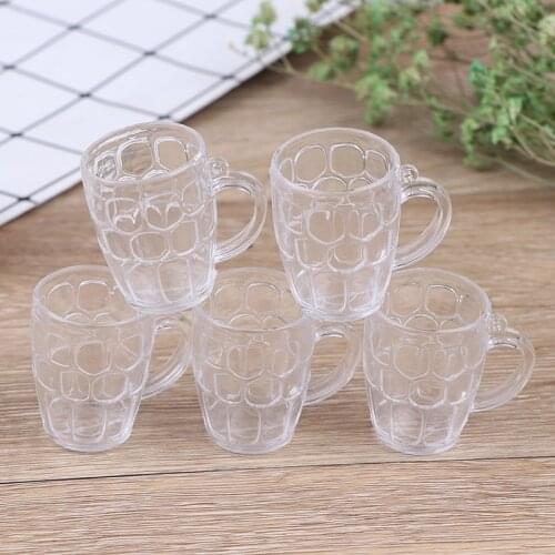 5pcs/set 1:12 Scale Resin Transparent Home Glass Model Goblet Miniature Mini Wine Beer Cup Dollhouse Craft DIY Parts