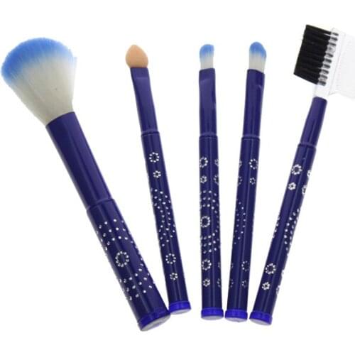 5Pcs/Set Aluminum Handle Cosmetic Makeup Brush Tool Kit Include Eyebrow Comb Blush Brush Applicator Eye Shadow Blending Brushes