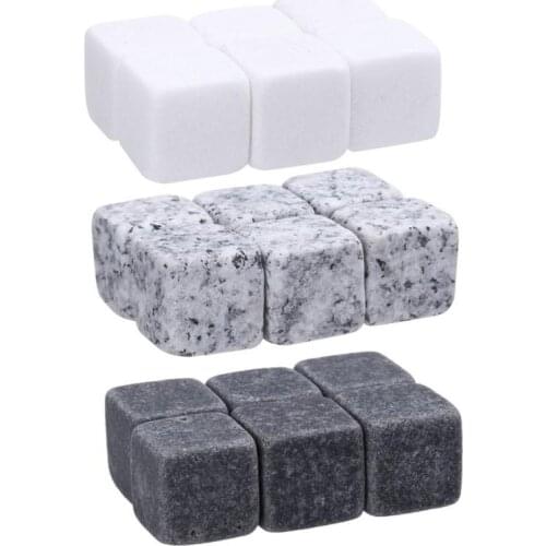 New 6pcs Reusable Whisky Stones Ice Block Set Wine Cooling Block Chilling Block Party Wedding Wine Cooler Kitchen Bar Barware