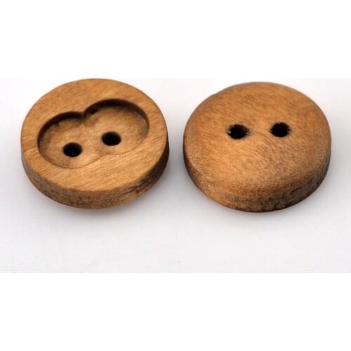 8PCs Wood Sewing Buttons Scrapbooking 2 Holes Round Coffee Color Buttons For Stitching Accessories Handmade 15mm( 5/8") Dia