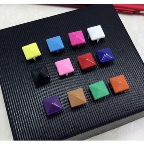 9mm Painting Square Pyramid Bracelet Rivet Claws Stud For Leather Craft Bag Hat Shoe Chocker Wallet Trims Jewelry Accessories
