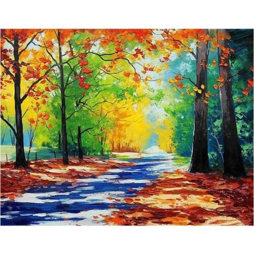 Diamond Painting, DIY Round Full Drill Diamond Art Kit, Diamond Arts Craft Paint By Numbers for Adults Jungle Path