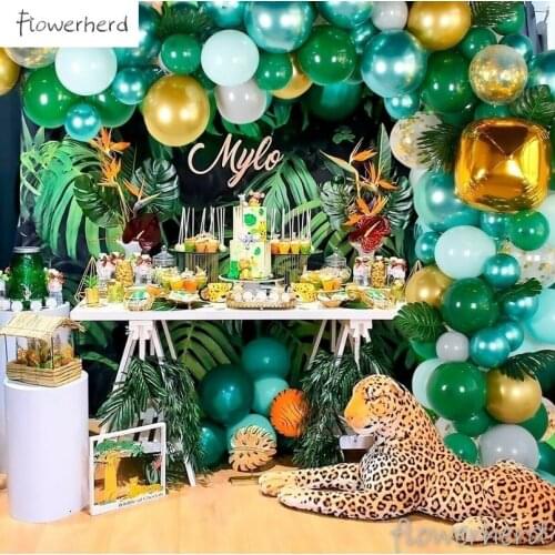 167PCS Jungle Safari Green Balloon Arch Garland Kit Baby Shower Birthday Party Supplies Decor