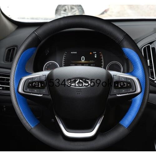 DIY Car Steering Wheel Cover For Chery ARRIZO GX5 7 Tiggo 5 7 8e Exeed TX LX Interior Accessories Carbon Fibre Leather Sewing