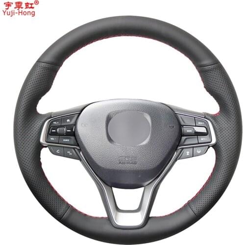 Yuji-Hong Artificial Leather Car Steering Wheel Covers Case for HONDA Accord 10 2018 2019 Black Cover
