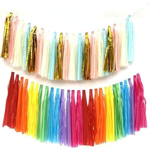 Tassel Garland DIY Colorful Paper Tassel Garland Birthday Party Decor Baby Shower Favors Supplies Party background Decor