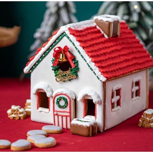 Stainless Steel Christmas House Cookie Mold DIY Baking Cookie Tools Biscuit Fondant Cutters Christmas Cookie Cutters