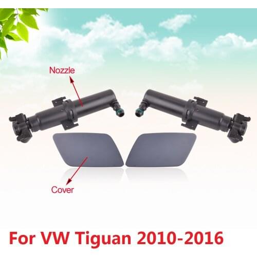CAPQX For Tiguan 2010 2011 2012 2013 2014 2015 2016 Front Headlight headlamp Washer Nozzle & Cover Spray Jet cap Housing Shell