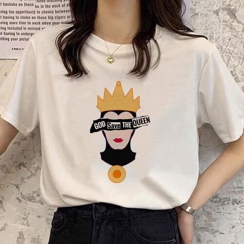 GOD SAVE THE QUEEN Print Disney Classy Villain T-shirts Women Summer Graphic Tee Aesthetic Shirts For Girls Casual Ladies Tops