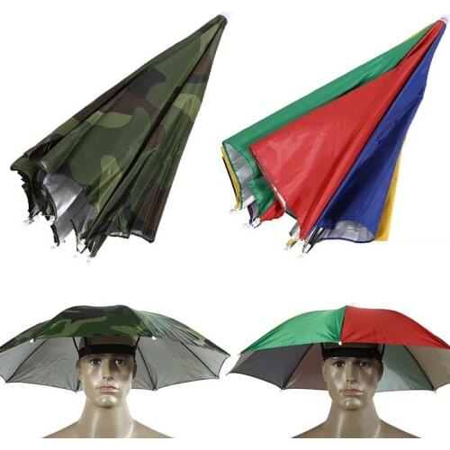 9 Color Fashion Travel Outdoor Elastic Large Size Head Wear Hat Umbrella Sunny Rain Fishing Tea Umbrella Hat Men And Women