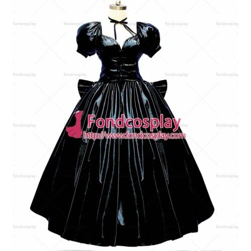 Sissy maid Saber gothic lolita punk black PVC dress Cosplay Costume Tailor-made[G302]
