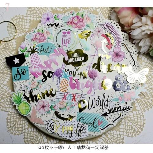 KLJUYP 49pcs Happy Colorful Cardstock Die Cuts for Scrapbooking Happy Planner/Card Making/Journaling Project