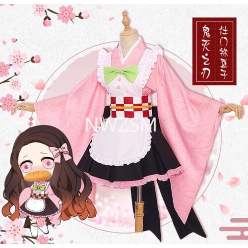 Anime Demon Slayer Cosplay Costume Kamado Nezuko No Yaiba Kochou Shinobu Women Kimono Set Halloween Uniform Men