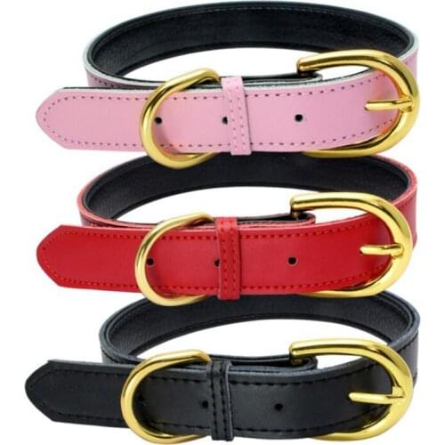 Leather Solid Soft Colorful Pet Dog Collar For Small Medium Large Dogs Neck Strap Adjustable Safe Puppy Kitten Cats Collar