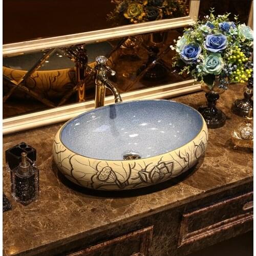 Round Porcelain Bathroom ceramic counter top bathroom sink wash basin