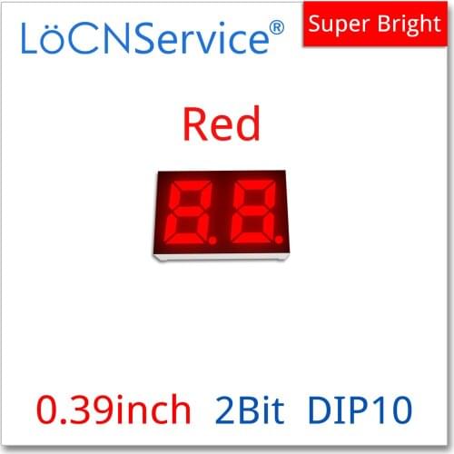 LoCNService 30PCS 0.39Inch Digital Tube LED Display 2 Bit Red Common Anode / Cathode 7 Segment 0.39 inch