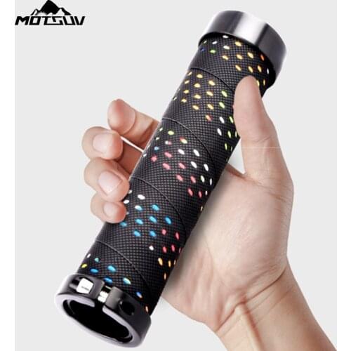 MOTSUV Bike Grips Bicycle Handlebar Mtb Grips Soft EVA+PU Anti-skid alloy Lock On Handle Bar Ergonomic Design Grip Cycling Parts