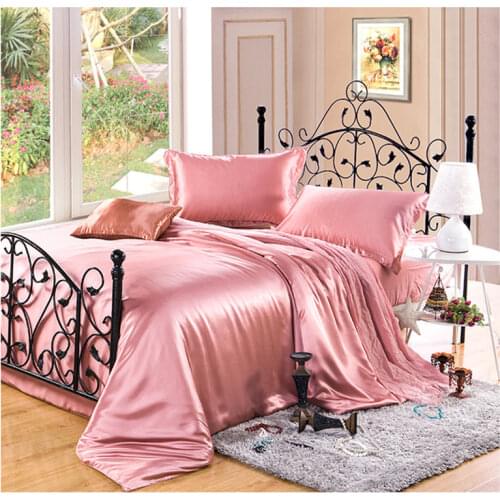 New 100% Pure Mulberry Silk Bedding Set 3PCS Silk Duvet Cover Pillowcase Plain Dyed Silk Duvet Cover Sets Multicolor Multi Size