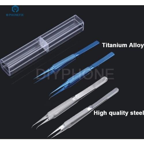 Precision Titanium Alloy Fingerprint Tweezers 0.01/0.02 mm BGA Motherboard Maintenance Nipper Silver Jump Wire for Phone Repair