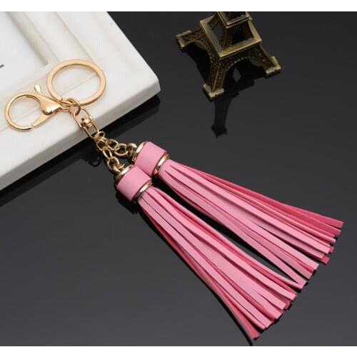 Simple Luxury Tassel Fringe Pu Leather Keychain Purse Bag Buckle HandBag Pendant For Car Keyring Holder Women Jewelry Llavero