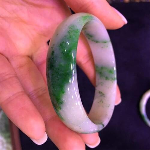 Drop Shipping Genuine Green Natural Stone Bangles For Women Lady Round Fashion Jewelry Crystal Bangle Bracelet 53mm
