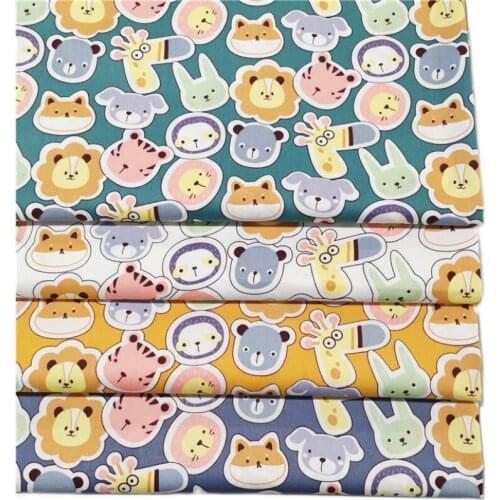 Cartoon Animal Cotton Twill Fabric 100% Cotton Cloth For Childrens Bed Products Pajama Dress Tissue
