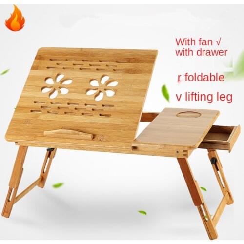 Folding portable bamboo notebook computer desk adjustable tablet notebook computer stand home study writing desk bed table SP144