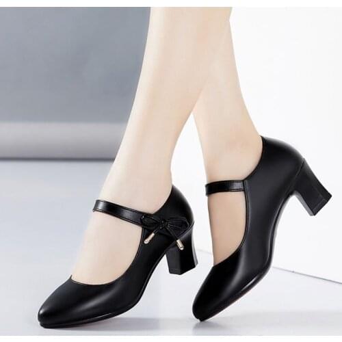 Women Pumps High Heels PU Leather Hook Loop Bowknot Woman Ladies Fashion Female Spring Casual Shoes Female Footwearxgv56