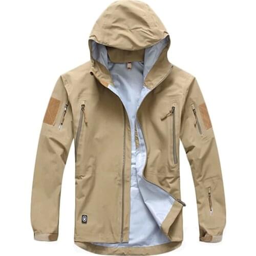 Outdoor Waterproof Hard Shell Military Tactical Jacket Men Camouflage Hooded Hardshell Thin Pressure Glue Windbreaker Coat Tops