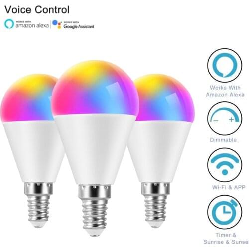 6W WiFi Smart Light Bulb B22 E27 LED RGB Lamp Work With Alexa/Google Home RGB+White Dimmable Timer Function Bulb