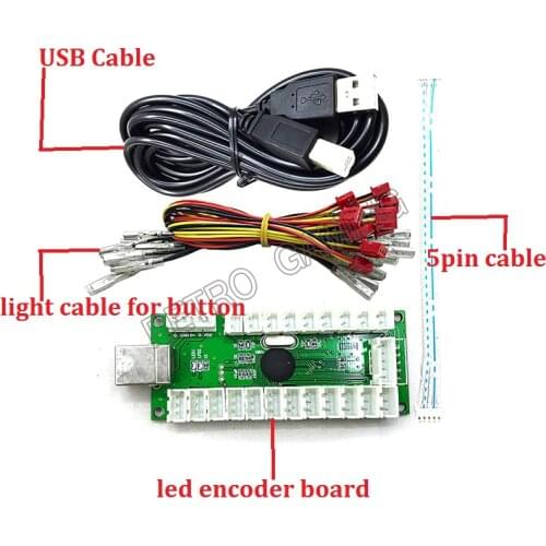 1 set 5v usb zero delay led encoder flashing control board + wire cable to 5pin pc joystick button of arcade game machine