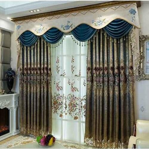High-precision Full-length Ceiling Flowers and Long Water-soluble Embroidery Curtains for Living Dining Room Bedroom