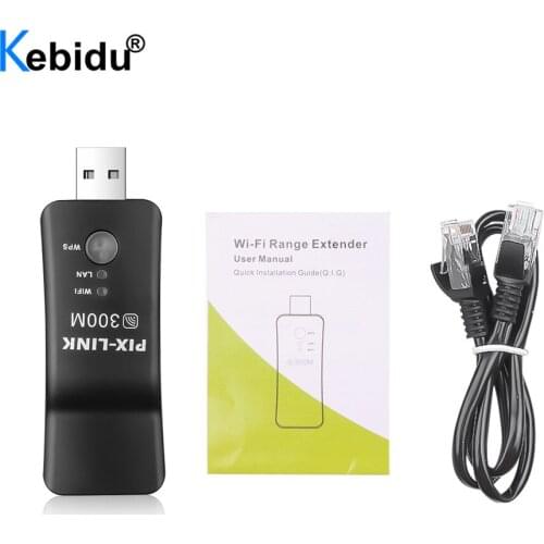 Kebidu 300Mbps USB To RJ45 Wifi Repeater Range Extender Wireless TV Network Wifi Adapter WPS For Samsung LG Sony HDTV