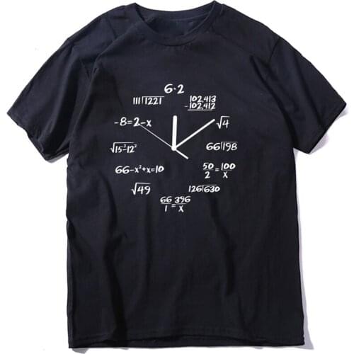 Funny Mens T-shirt 100% Cotton Math Clock Print, Casual Short-sleeved Round Neck T-shirt for Men, Cool Summer T-shirt Q6347