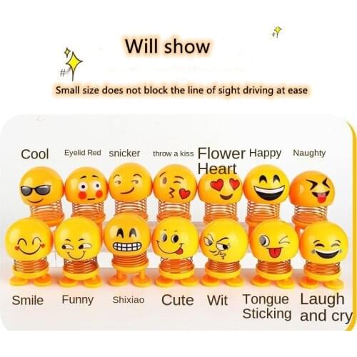 Car Ornaments Funny Expression Pack Little Yellow Man Ornaments Car Interior Accessories Car Loaded Spring Shaking Head Doll