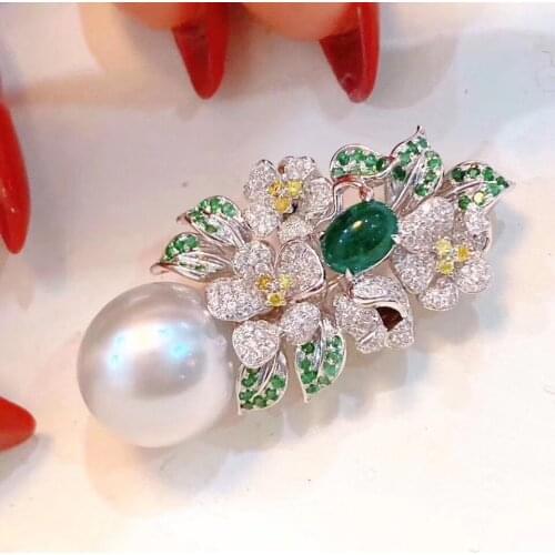 D508 Pearl Pendant Fine Jewelry 925 Sterling Silver Round 12-13mm Natural Fresh Water White Pearls Pendants Necklaces for Women