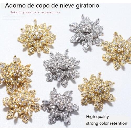 1 piece of luxury rotating zircon snowflake 3D nail art rhinestone crystal rotating jewelry manicure design accessories
