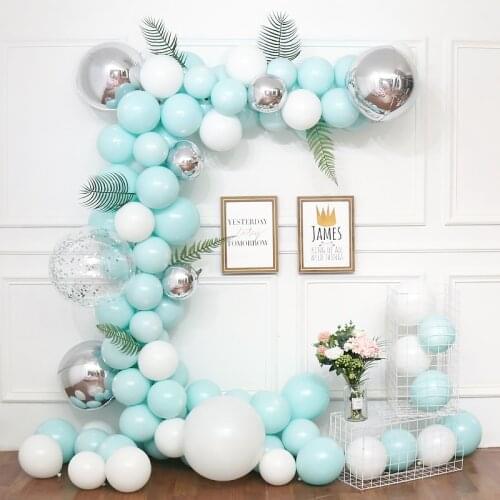 100pcs/lot mint Blue Macaroon Balloon mint Arch Kit Baby Wedding Birthday Party Macaron Latex Confetti Balloons Garland Dec