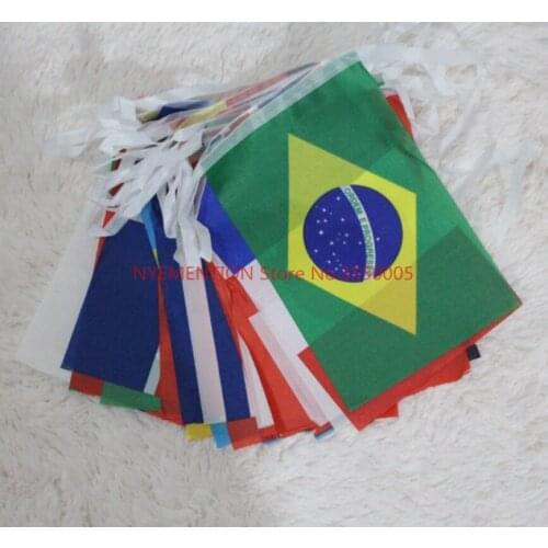 200pcs 2018 Russian World Cup Football Soccer 32 Team National Flag Country World Banner Bunting 14*21cmString Flag
