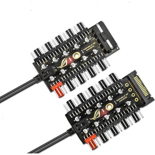 200pcs/lot PC 1 to 10 4Pin/Sata Molex Cooler Cooling Fan Hub Splitter Cable PWM 12V Led Power Supply Adapter For BTC Miner