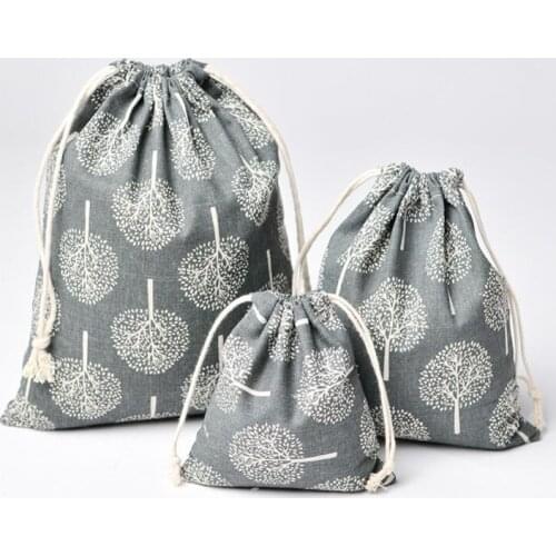 3pcs Cotton Linen Storage Bag Gift Candy Tea Jewelry Organizer Makeup Cosmetic Coins Keys Bags Organizer Storage Packaging 60XX