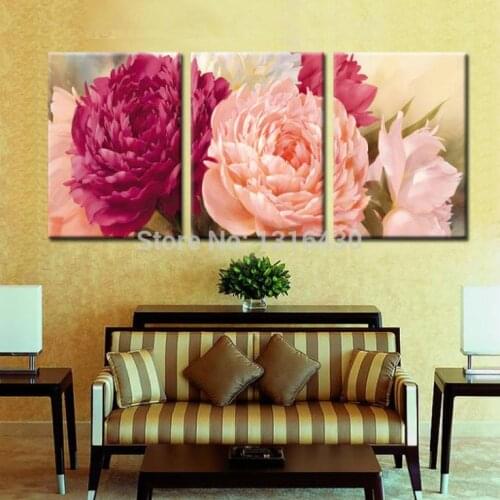 Free shipping oil painting flowers group 3pcs oil painting on canvas for living room decoration