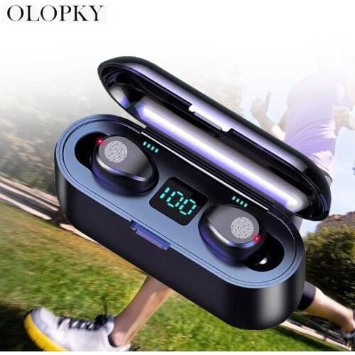TWS Wireless Earphone Bluetooth 5.0 F9 Wireless Bluetooth Headphone LED Display With 2000mAh Power Bank Headset With Microphone