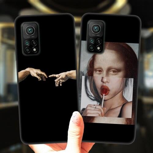 Mona Lisa David Statue Abstract Art Black Phone Case For Xiaomi Mi 10T Lite 10 Ultra Redmi Note 9S 7 8 9 Pro 8T Silicone Cover