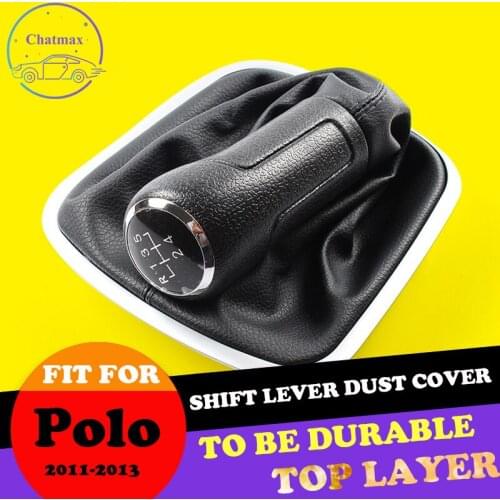Black Top Layer Leather Dust Cover for VW Polo 2011-2013 Manual Car Gear Shift Lever Gaiter Handle Dust Cover Handle Ball